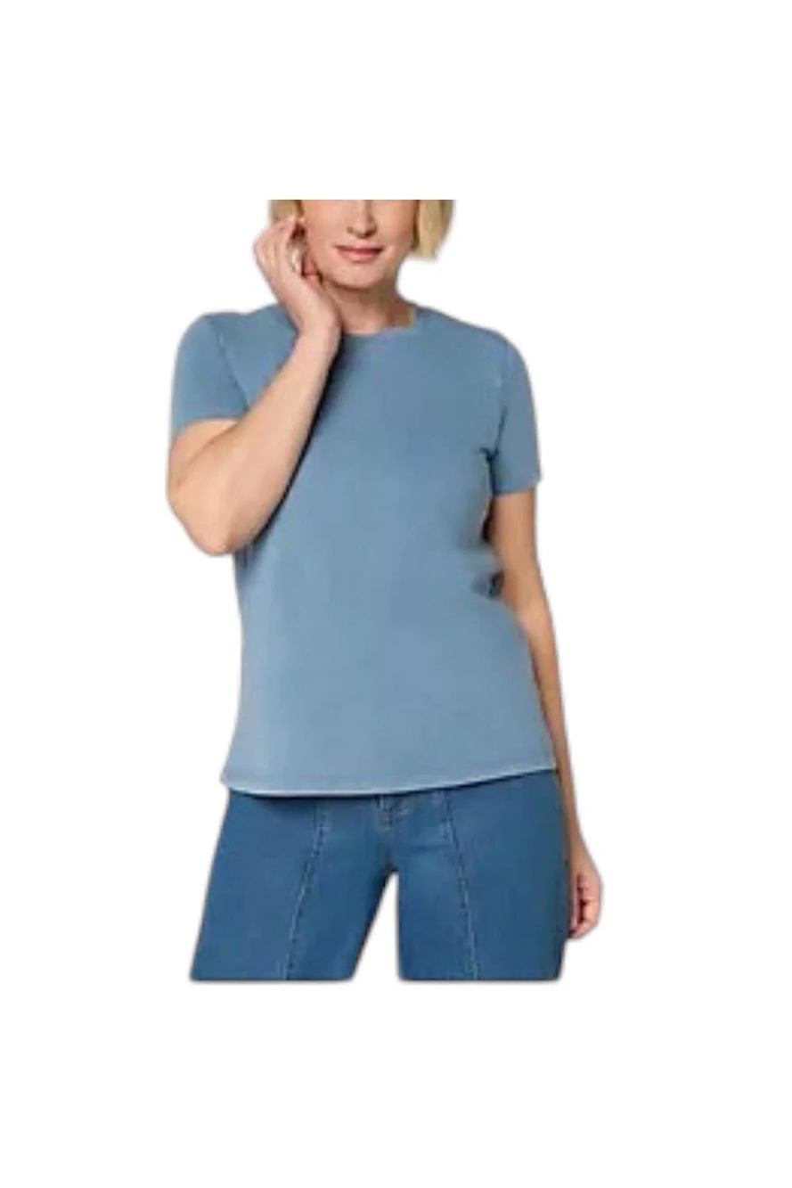 LOGO Principles by Lori Goldstein Women's Crew Neck Top Blue - Regular